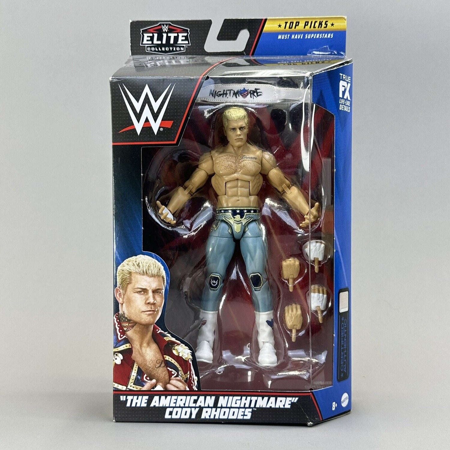 WWE Elite Collection Top Picks Cody Rhodes "The American Nightmare" 6" Action Figure – Includes Interchangeable Hands & TrueFX Detailing