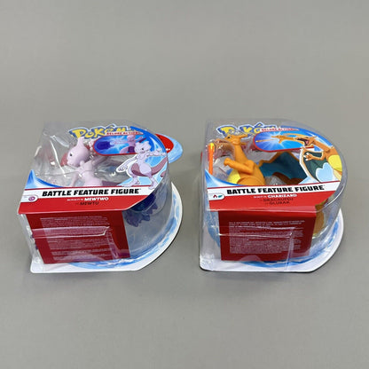 Lot of 2 Pokémon Deluxe Charizard & Mewtwo 4" Action Battle Feature Figures New