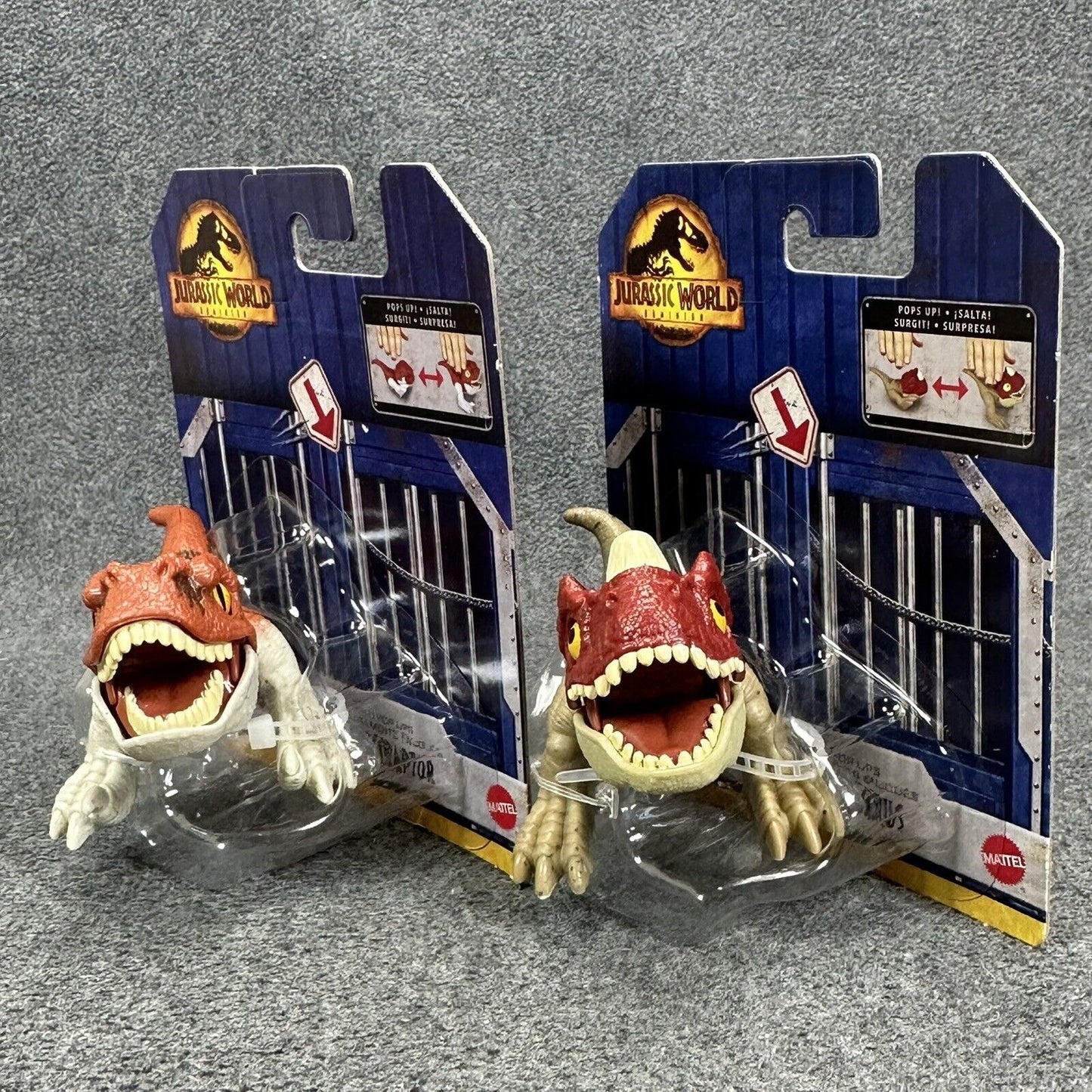 Lot of 2 Jurassic World Uncaged Wild Pop Ups Dinosaur 3" Action Figures - New