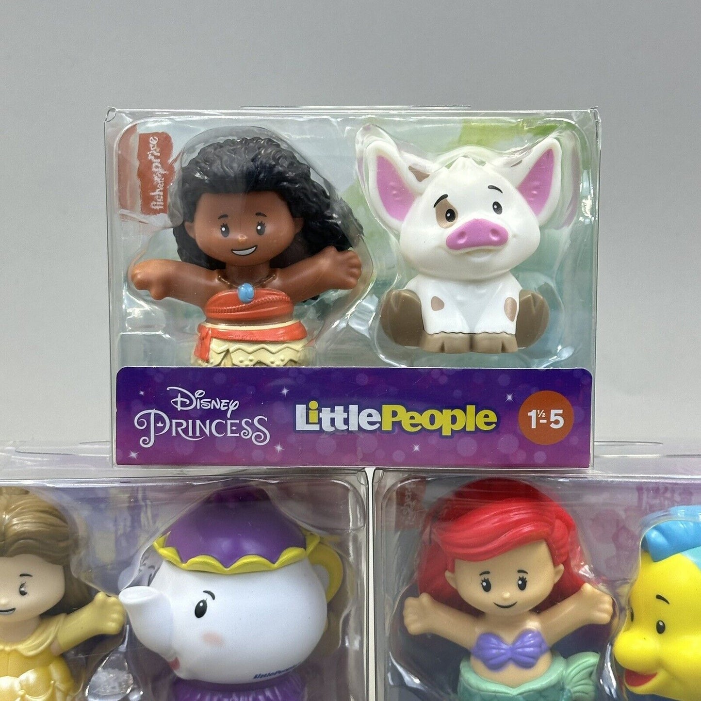 Fisher-Price Little People Disney Ariel, Belle & Moana w/ Companions - Brand New