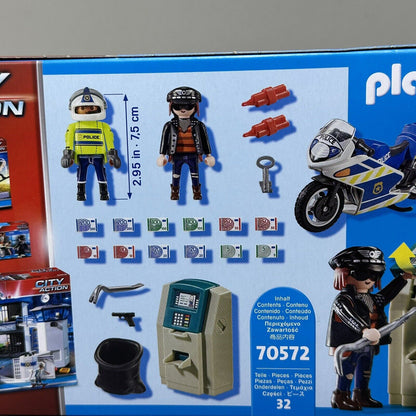 Playmobil City Action Bank Robber Chase Building 32 Pcs Set 70572 - Brand New