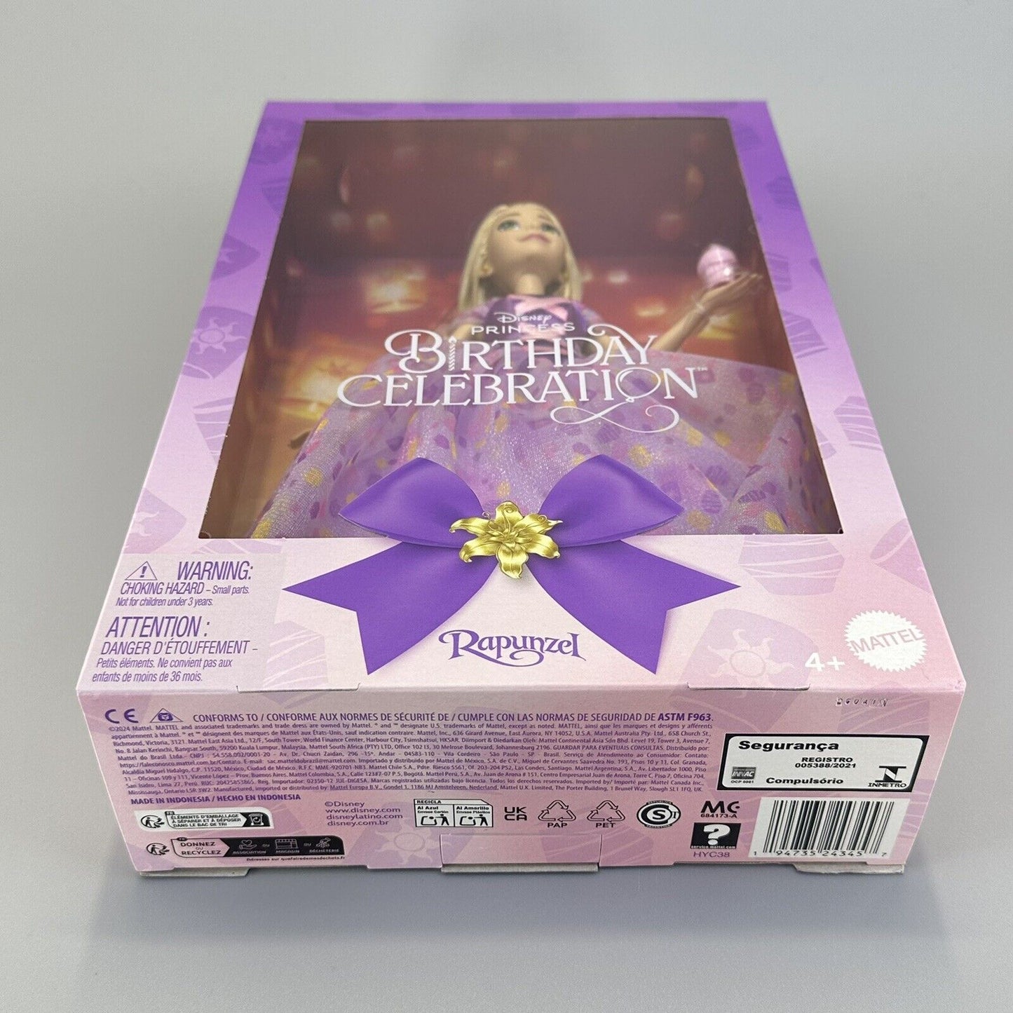 Disney Princess Birthday Celebration Rapunzel Doll 11" Blonde Hair Purple Dress