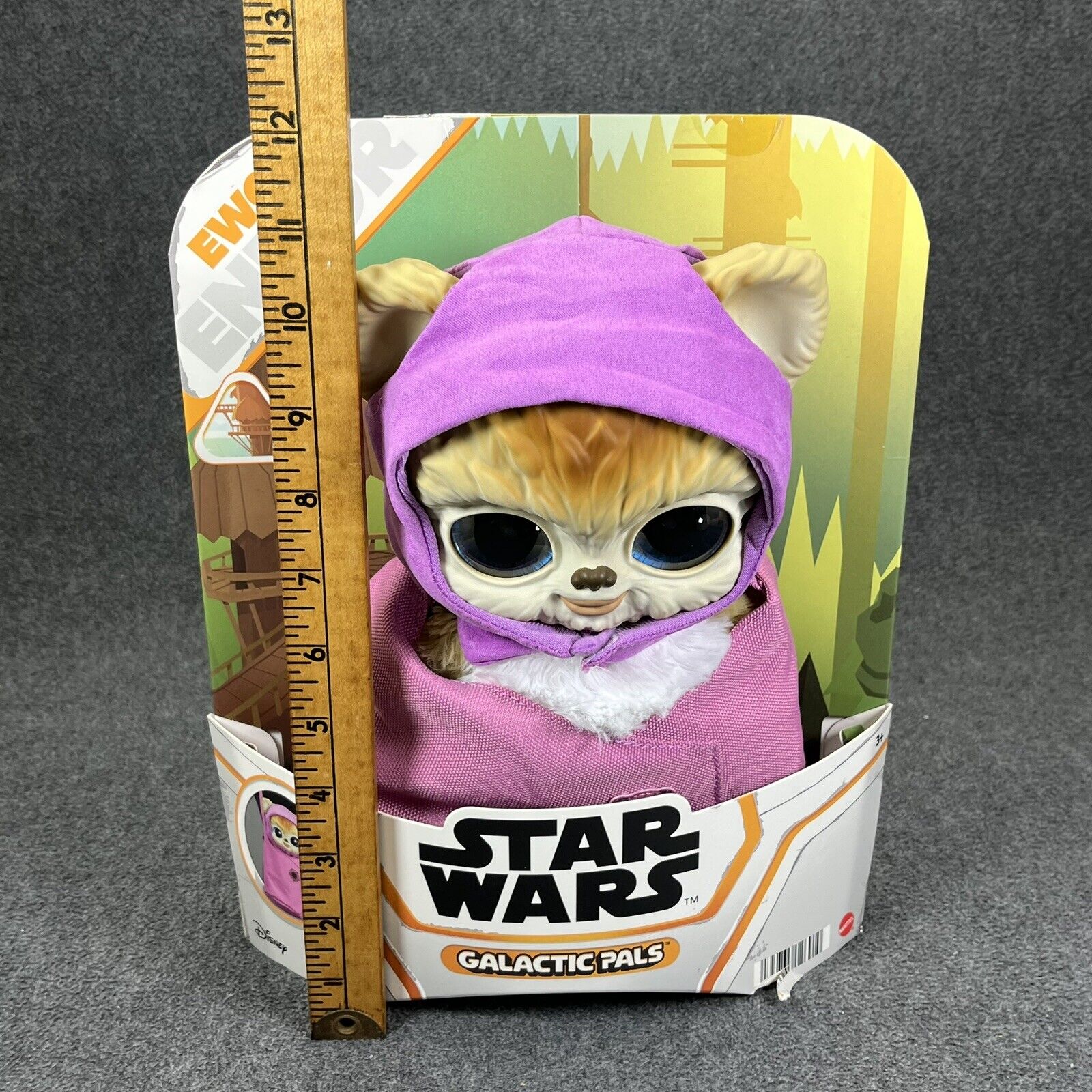 Disney Star Wars Galactic Pals EWOK Plastic Head Plush w/ Pink Carrying Bag New