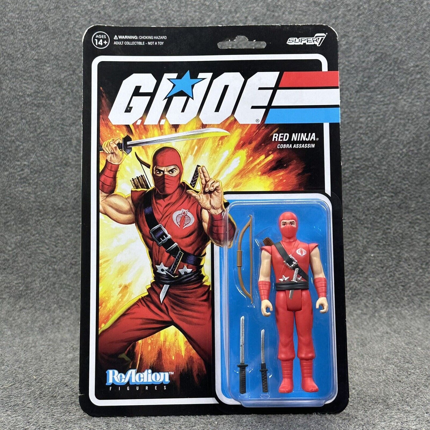 Super7 G.I. Joe Cobra Army Builder Lot Commander Red Ninja & Red Laser 3.75" New