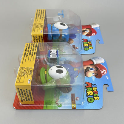 Super Mario Green & Light Blue Shy Guy 4" Action Figures with Accessories - New