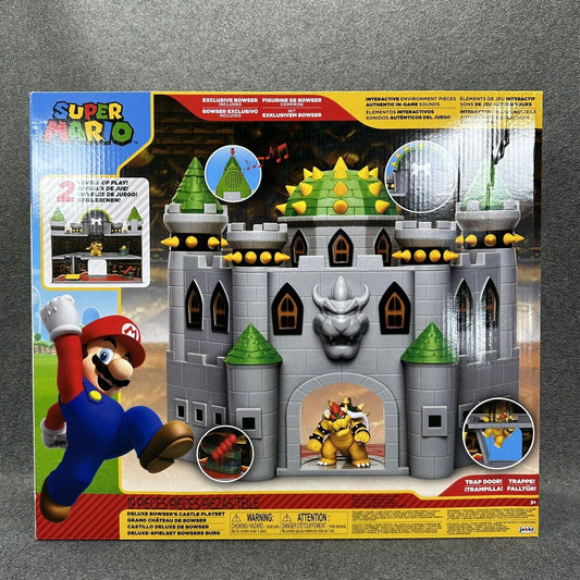 Super Mario Deluxe Bowser's Castle Playset w/ 2.5" Exclusive Bowser Figure - New