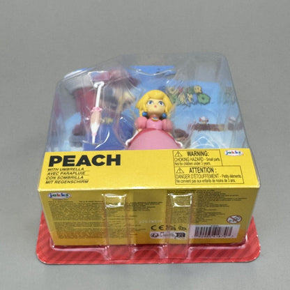 Super Mario Peach w/ Umbrella & Fire Marion w/ Fire Flower 4" Action Figures