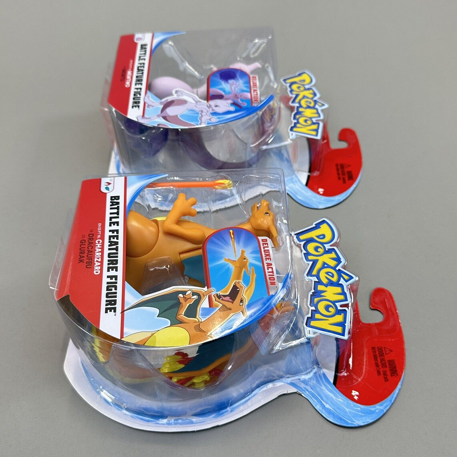 Lot of 2 Pokémon Deluxe Charizard & Mewtwo 4" Action Battle Feature Figures New