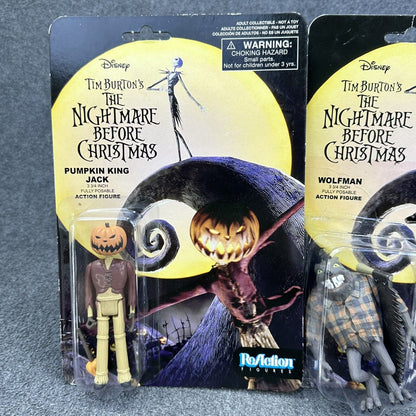 The Nightmare Before Christmas Wolfman Mayor & King Jack ReAction 3.75" Figures