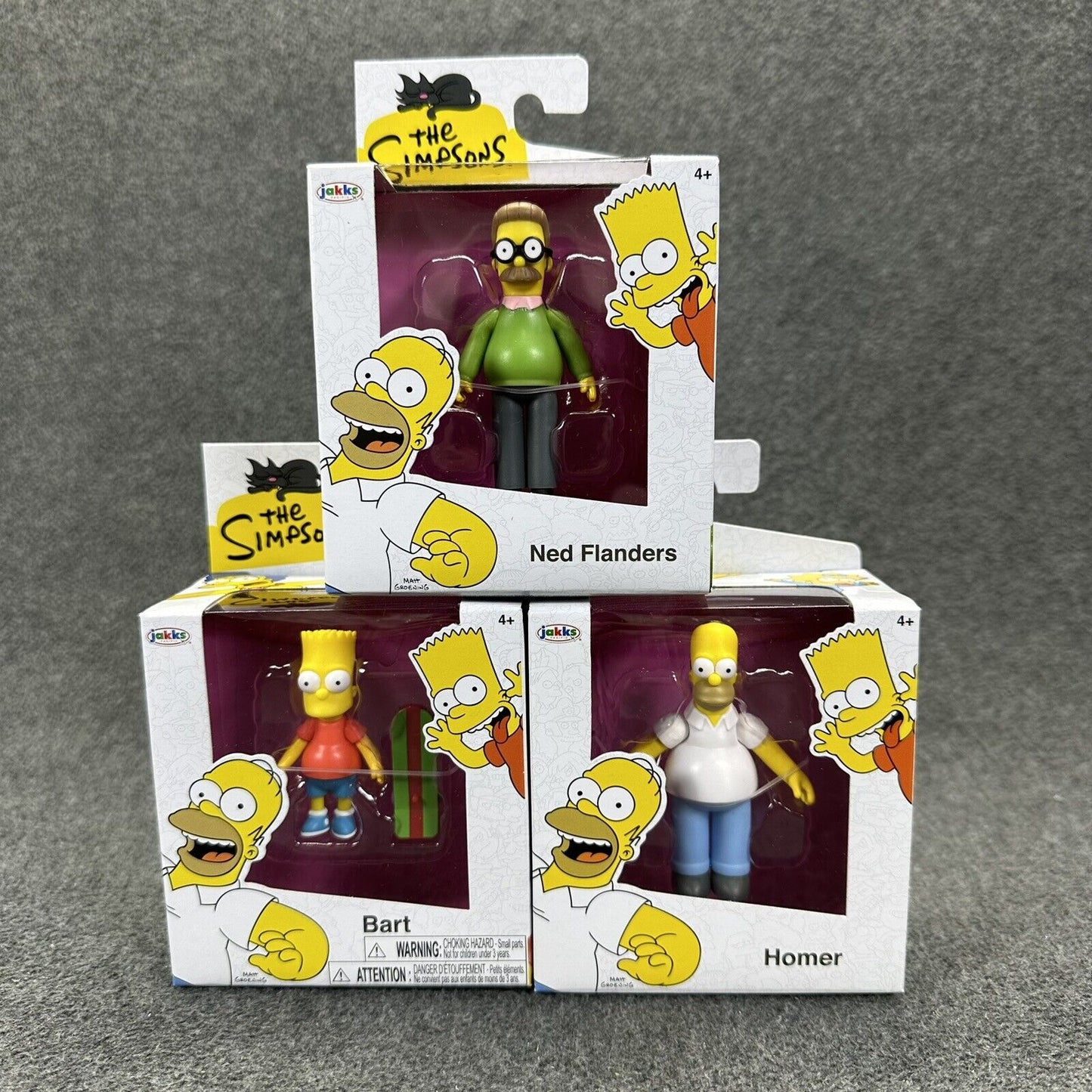 The Simpsons Bundle Homer Bart & Flanders 2.5" Action Figures Jakks - Brand New