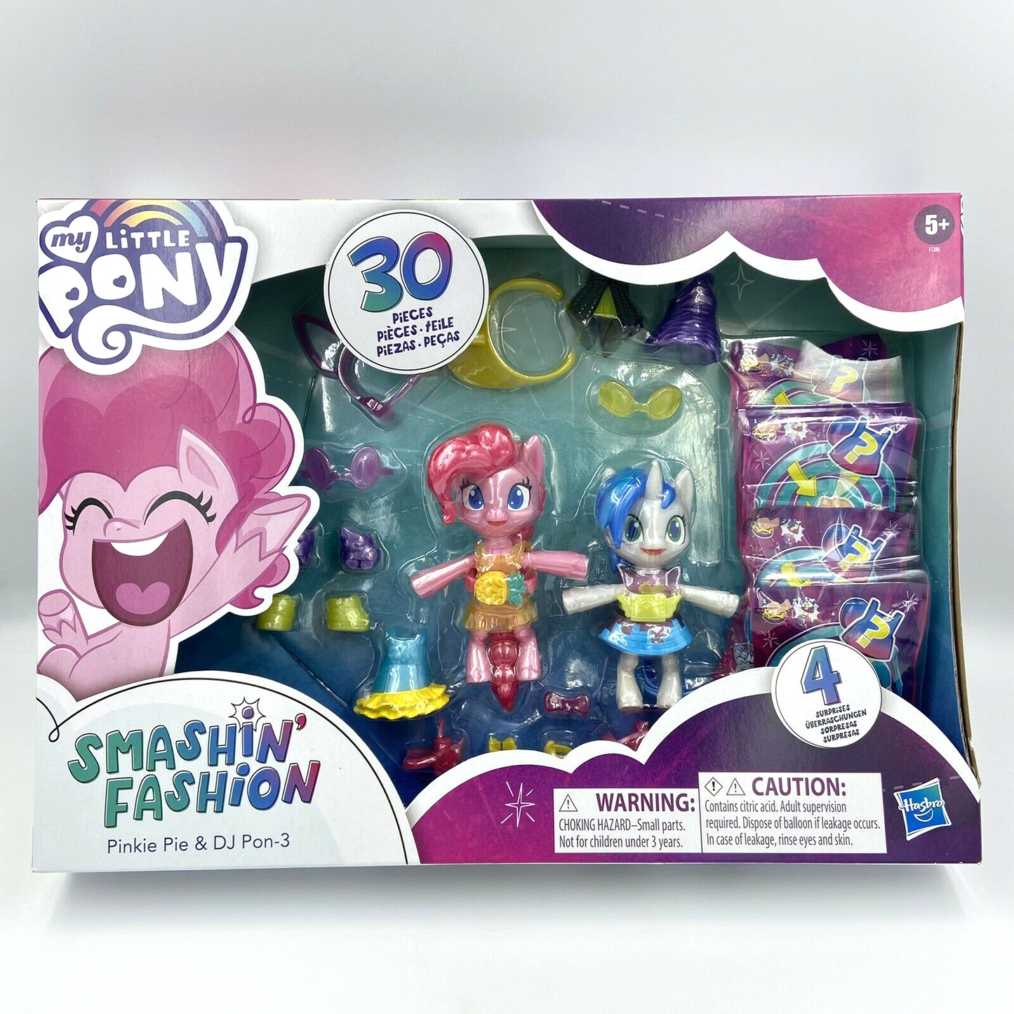 My Little Pony Smashin Fashion Pinkie Pie and DJ Pon-3 Pony Life 30 Pcs. New