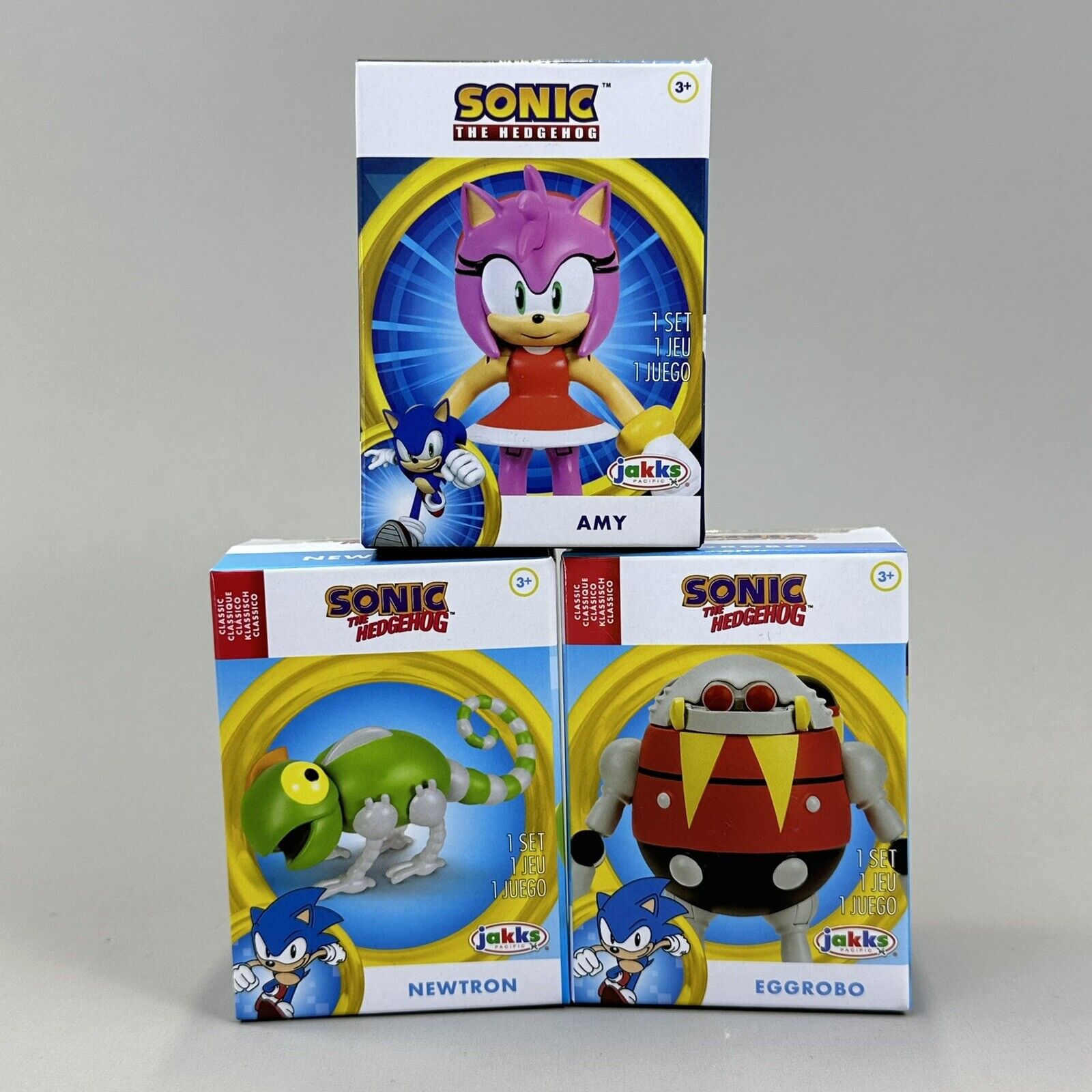 Sonic The Hedgehog Eggrobo Amy & Newtron 2.5" Action Figures Bundle Sega Jakks