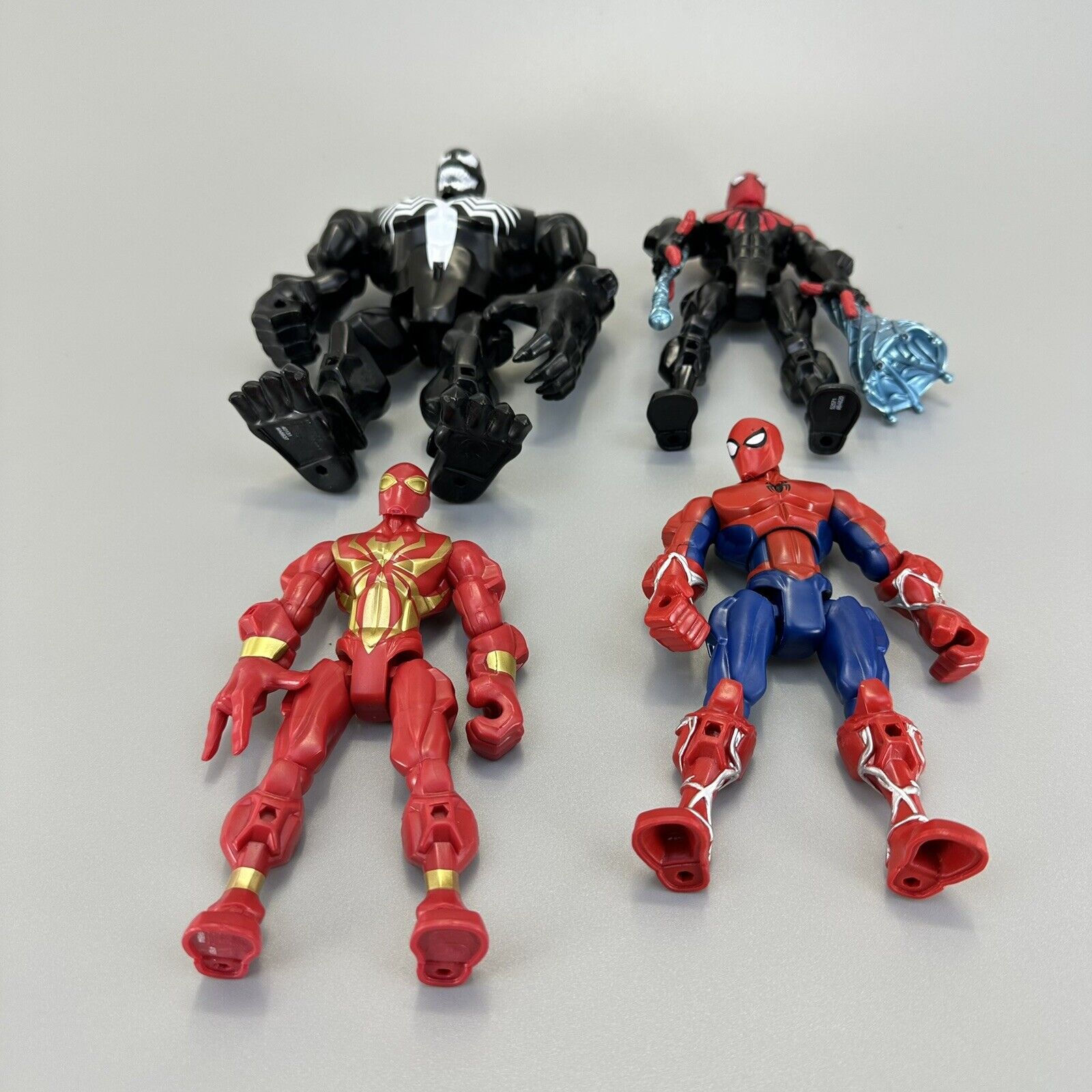 Lot of 4 Marvel Super Hero Mashers Figures Spiderman Variants with Extra Parts