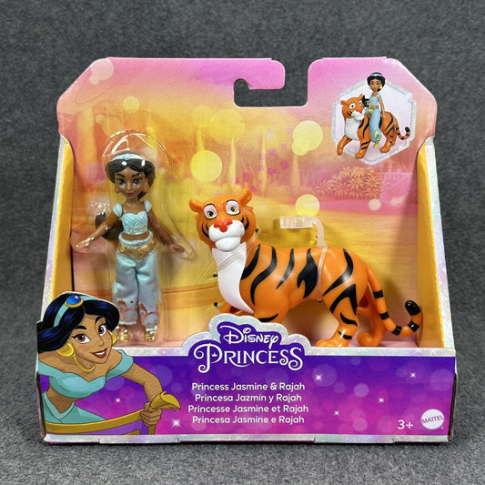 Disney Princess JASMINE & RAJAH 4" Action Figure Doll Set Mattel - Brand New