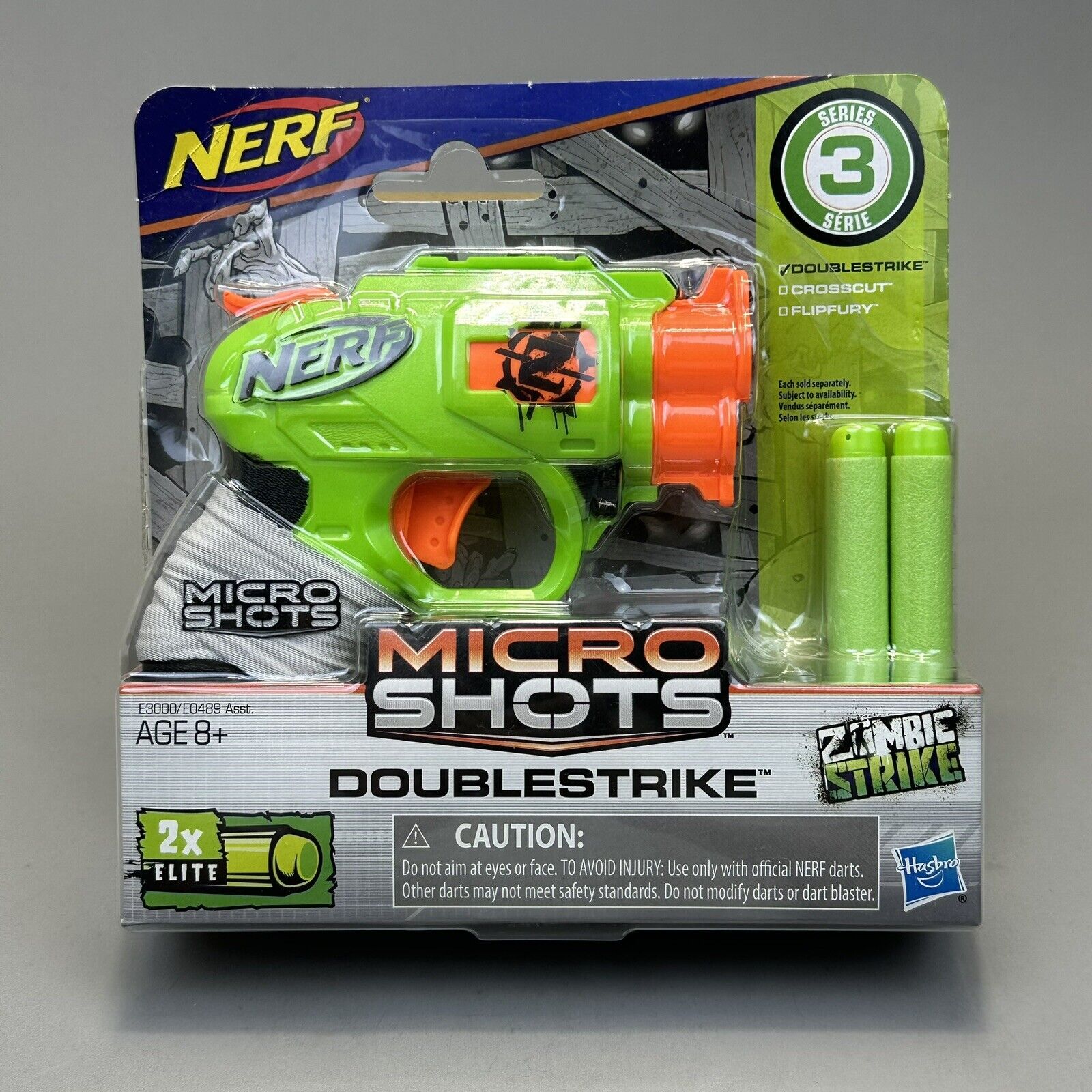 NERF Microshots Zombie Strike Doublestrike Blaster Hasbro - Brand New