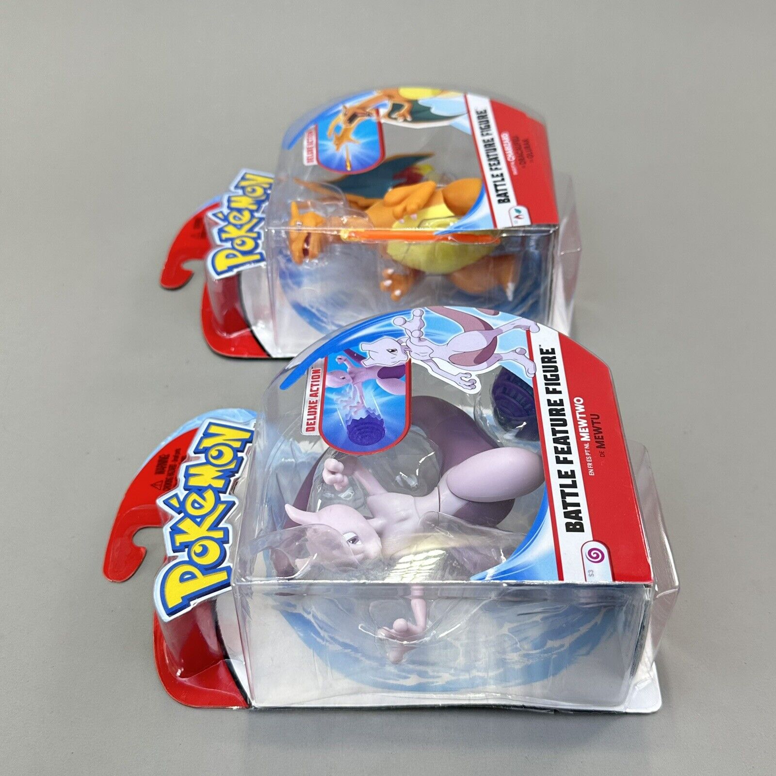 Lot of 2 Pokémon Deluxe Charizard & Mewtwo 4" Action Battle Feature Figures New