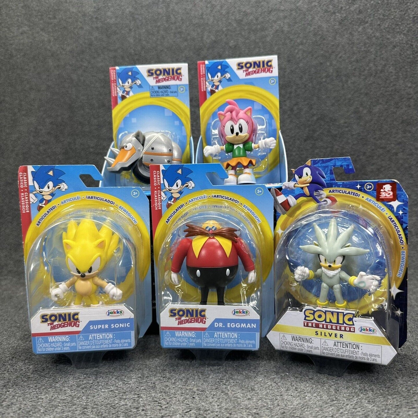 Sonic The Hedgehog Silver Dr. Eggman Super Sonic Amy RhinoB 2.5" Action Figures