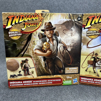 Indiana Jones Worlds Of Adventure Backpack & Horse 2.5" Action Figure Set Bundle