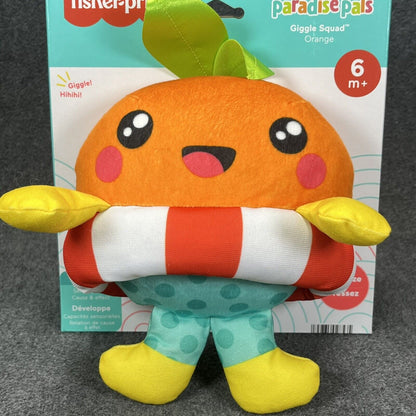 Fisher Price Orange Paradise Pals Giggle Squad Plush with Sounds Development Toy