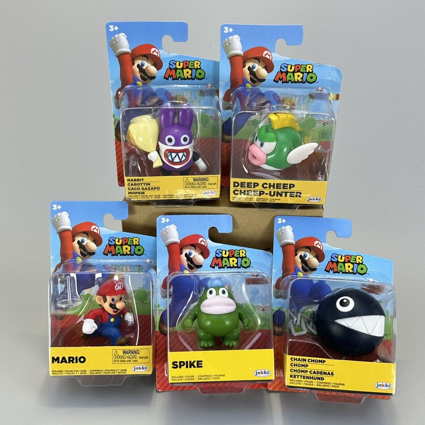 Lot of 5 Super Mario Jakks 2.5" Action Figures Deep Cheep, Spike, Chain Chomp