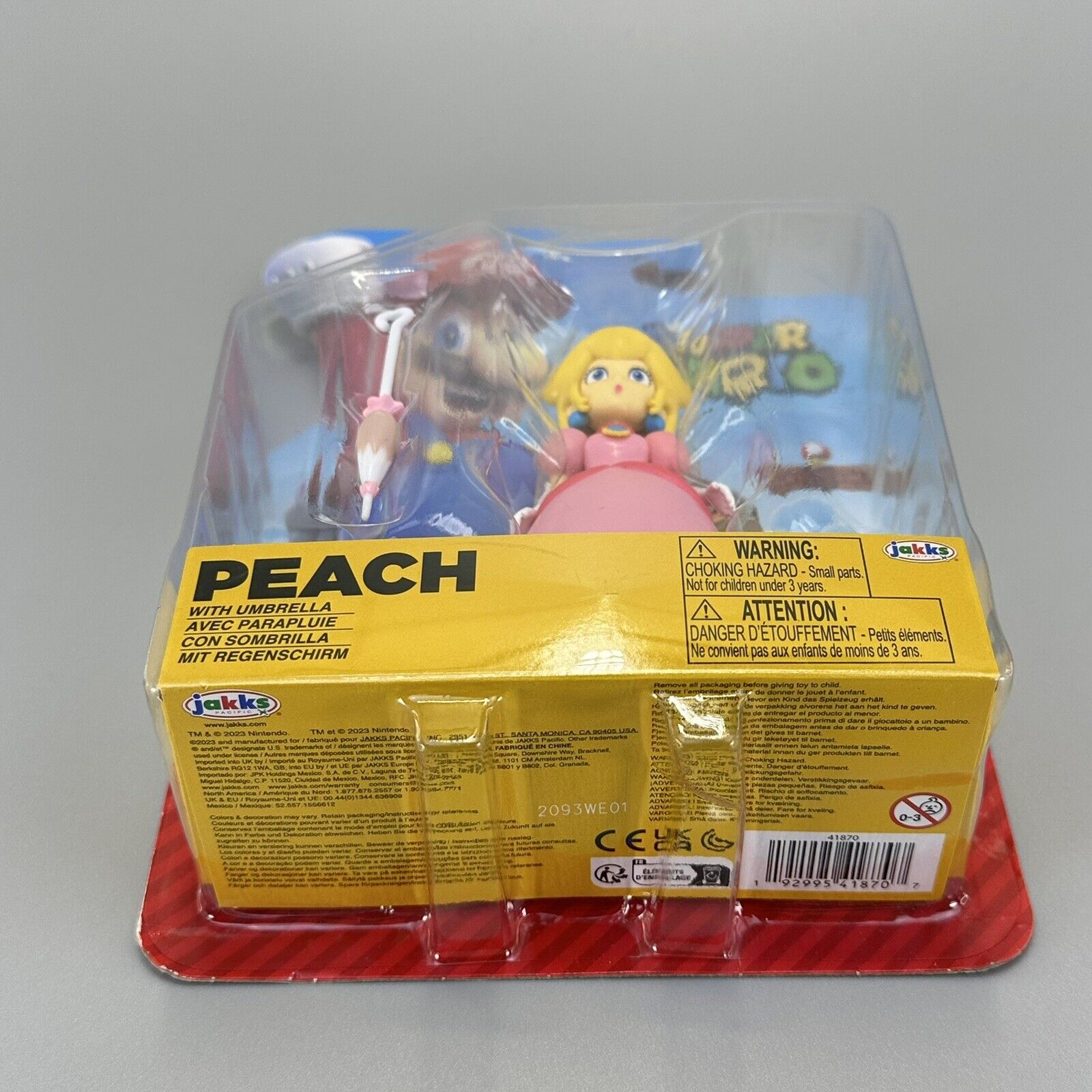 Super Mario Princess Peach w/ Umbrella 4" Action Figure Jakks Pacific - Sealed