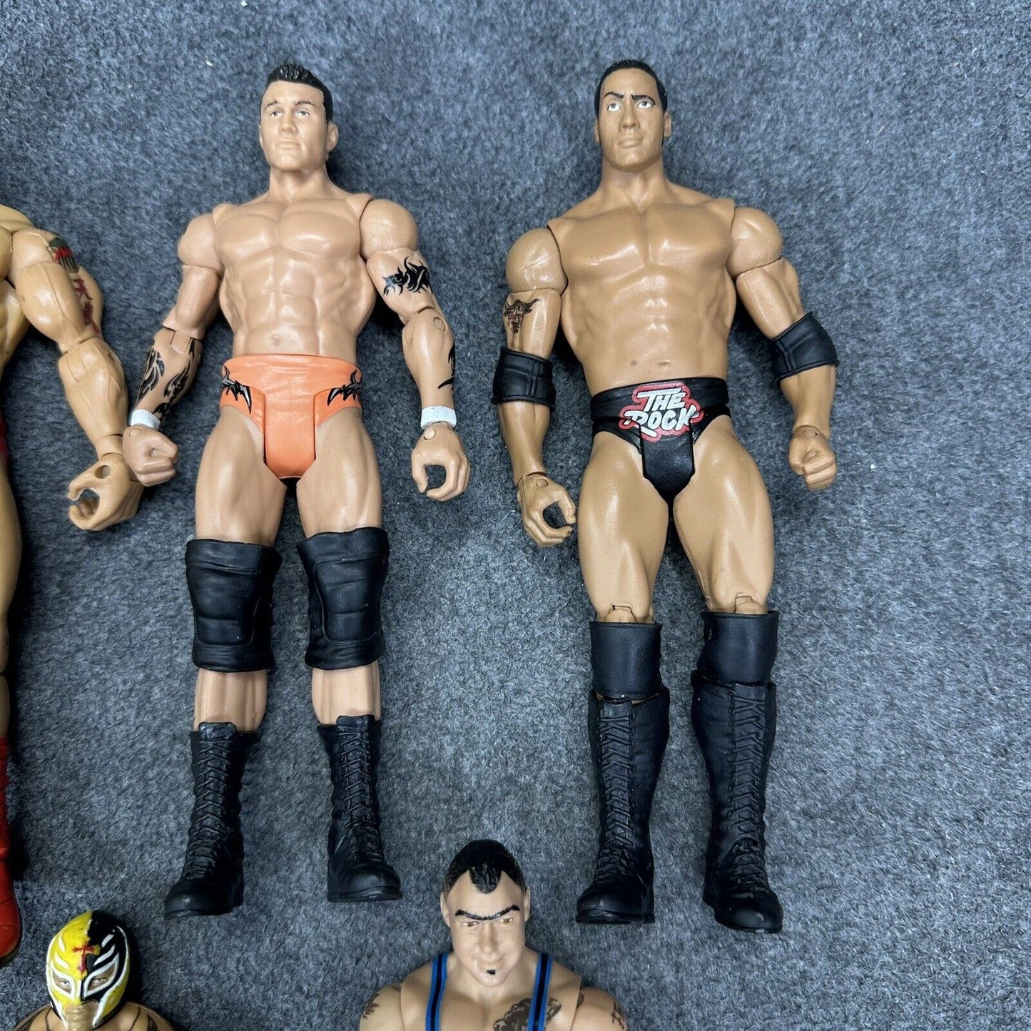 WWE Mattel Basic Lot of 5 Wrestling Action Figures Rock Mysterio Batista