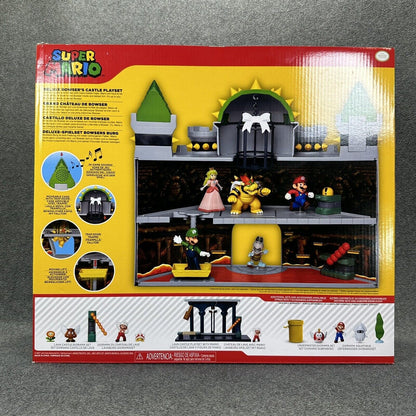 Super Mario Deluxe Bowser's Castle Playset w/ 2.5" Exclusive Bowser Figure - New