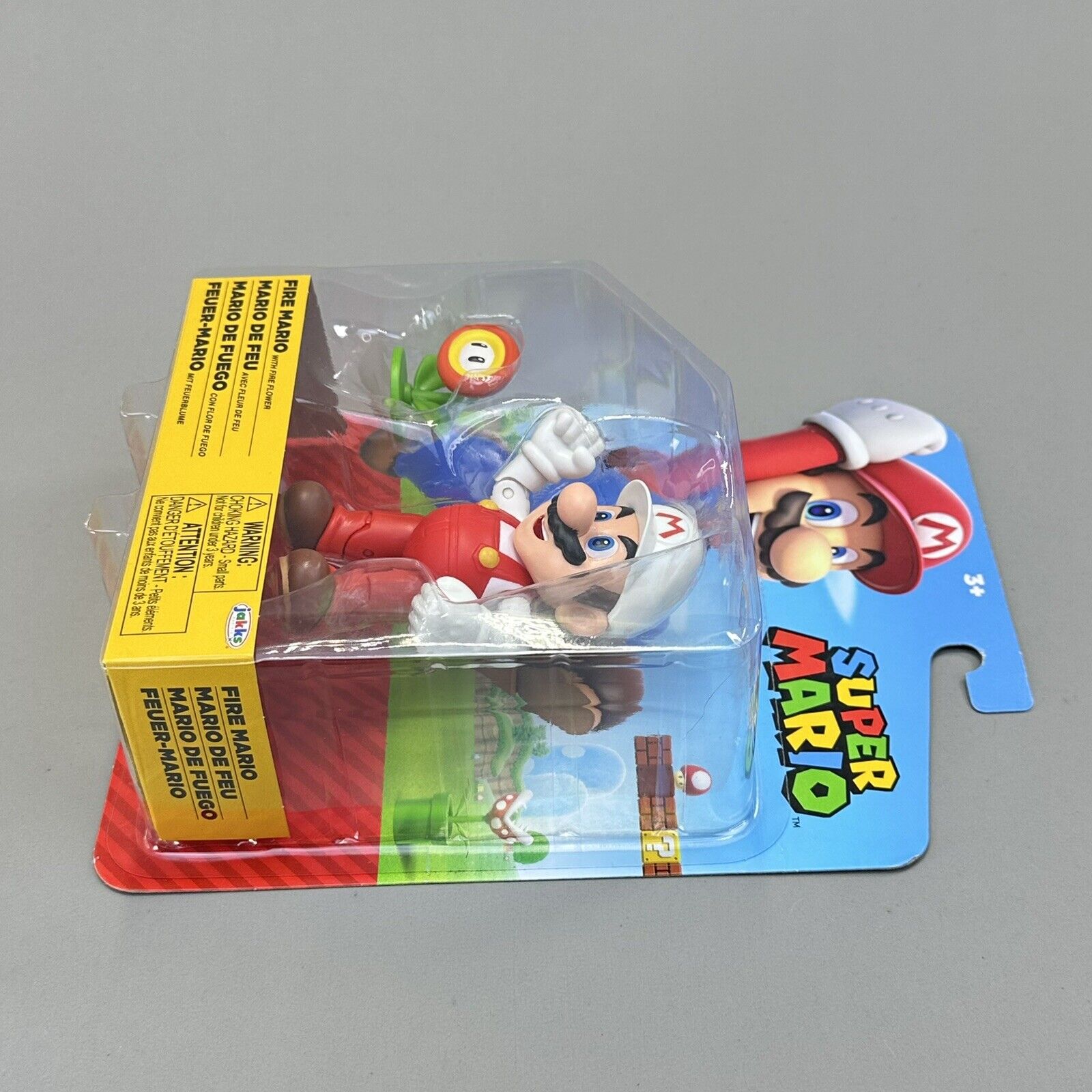 Super Mario Peach w/ Umbrella & Fire Marion w/ Fire Flower 4" Action Figures