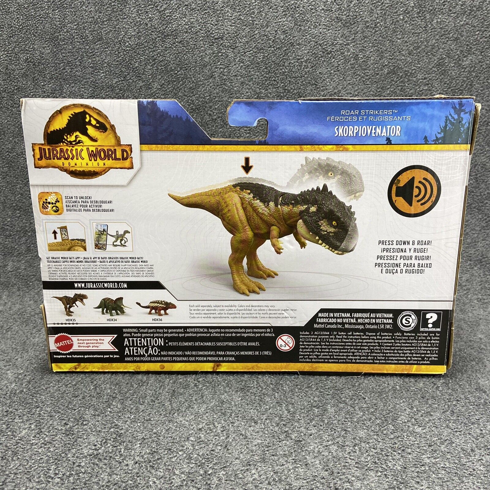 Jurassic World Dominion Roar Strikers Skorpiovenator Action Figure - Mattel HDX3