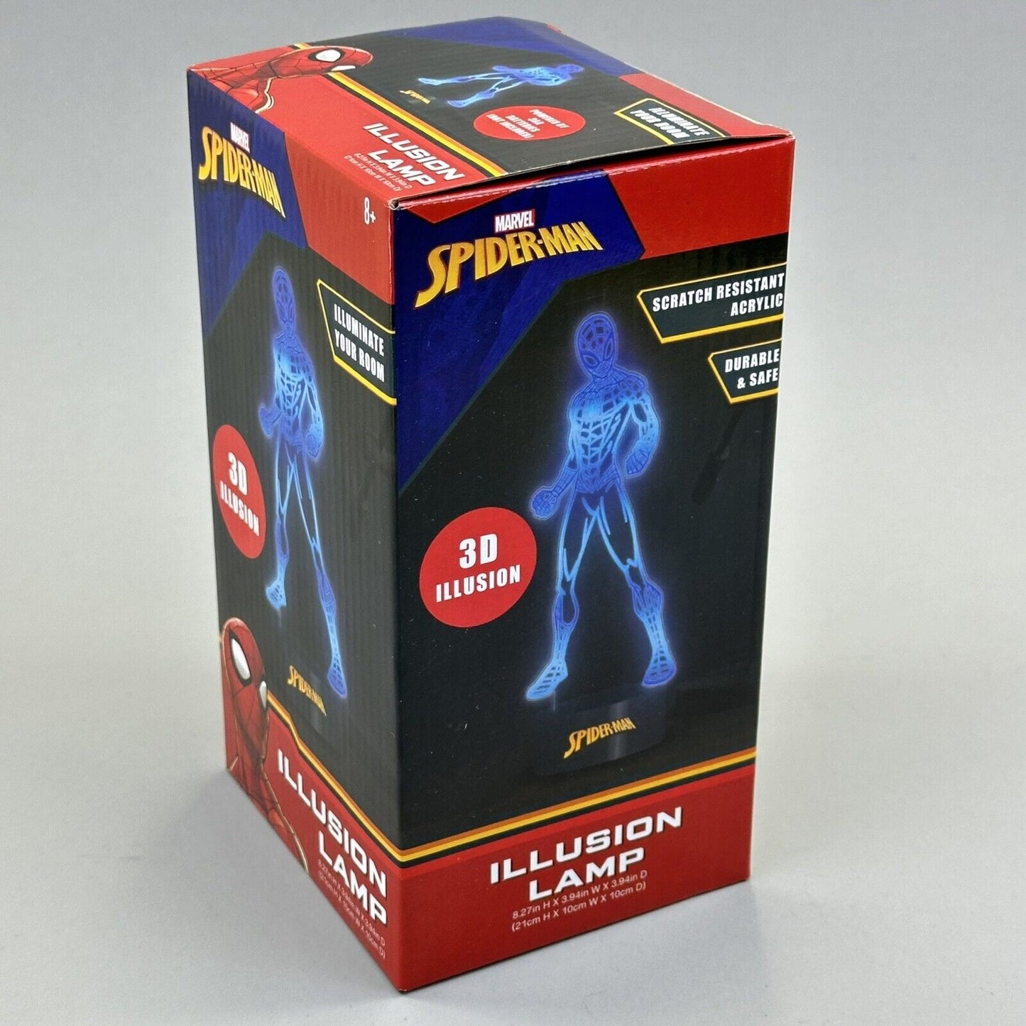 Marvel Spider-Man Small 3D Illusion 8" Tall Lamp Battery Operated - Brand New