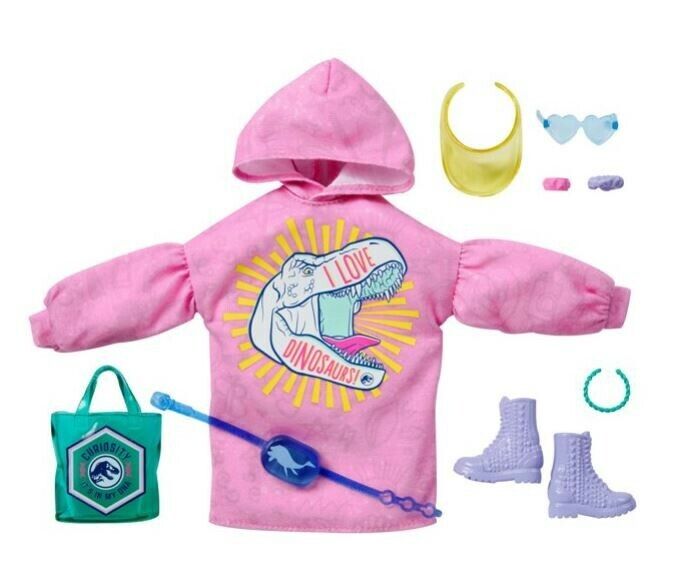 Barbie Jurassic World Storytelling Fashion Pack "I Love Dinosaurs" Pink Hooddie