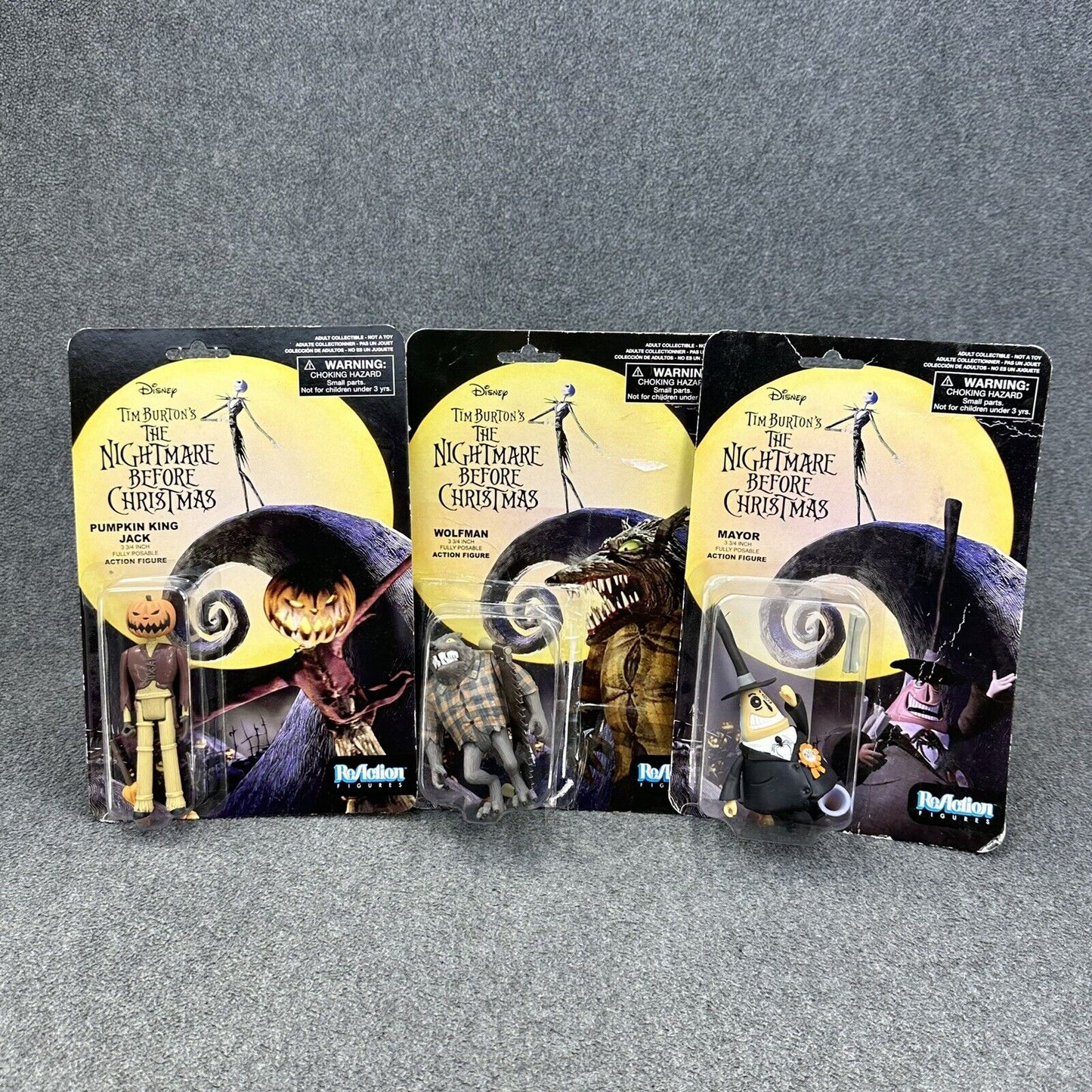 The Nightmare Before Christmas Wolfman Mayor & King Jack ReAction 3.75" Figures