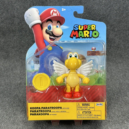 Super Mario Koopa Paratroopa & Coin 4" Action Figure Jakks Pacific - Brand New