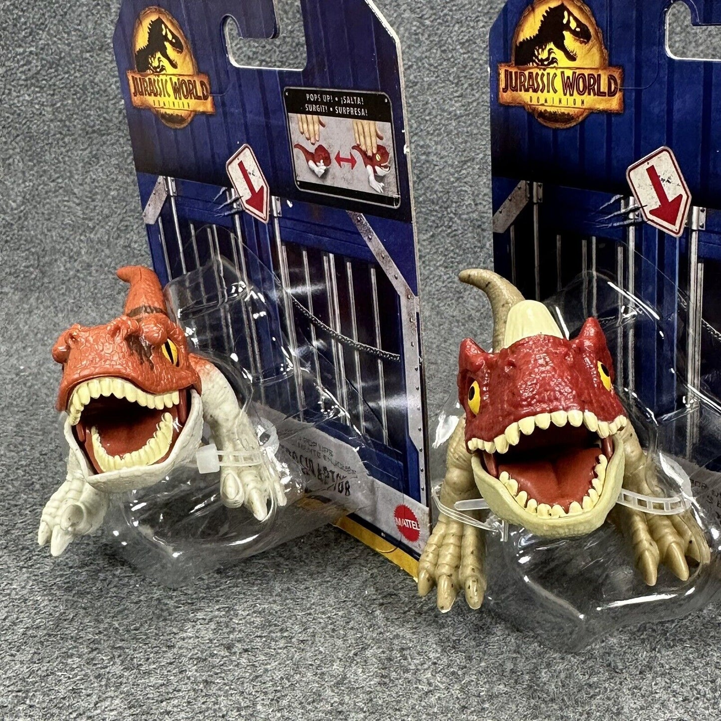 Lot of 2 Jurassic World Uncaged Wild Pop Ups Dinosaur 3" Action Figures - New