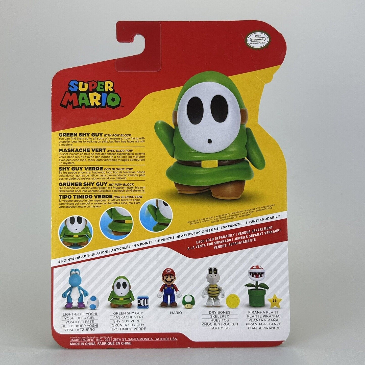 Super Mario Green & Light Blue Shy Guy 4" Action Figures with Accessories - New