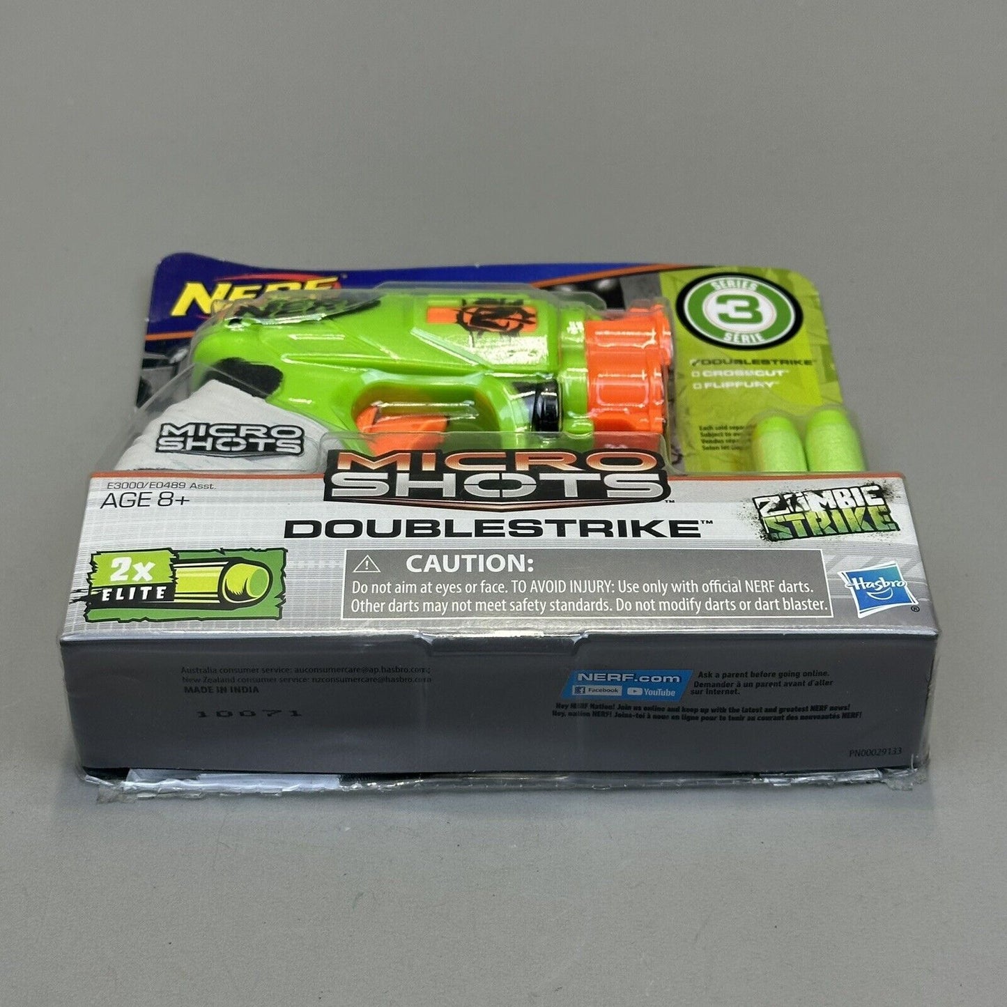 NERF Microshots Zombie Strike Doublestrike Blaster Hasbro - Brand New