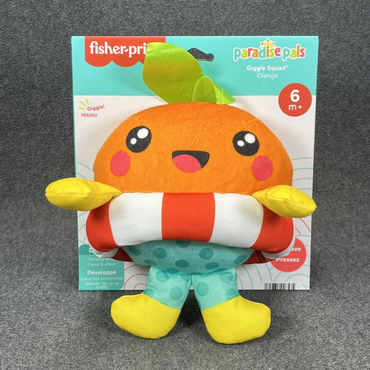 Fisher Price Orange Paradise Pals Giggle Squad Plush with Sounds Development Toy