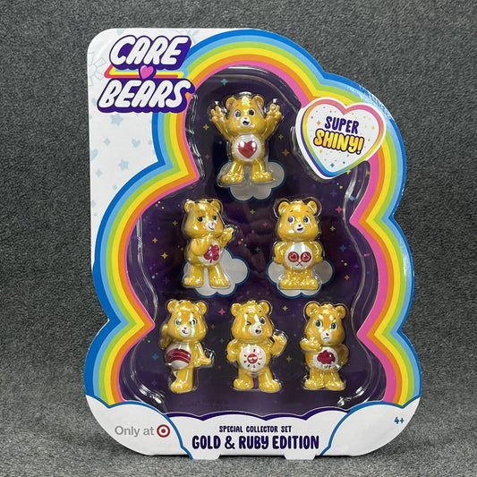 Care Bears Special Collector Set Gold & Ruby Edition Super Shiny! 2" Figures 6Pk