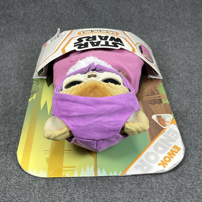 Disney Star Wars Galactic Pals EWOK Plastic Head Plush w/ Pink Carrying Bag New