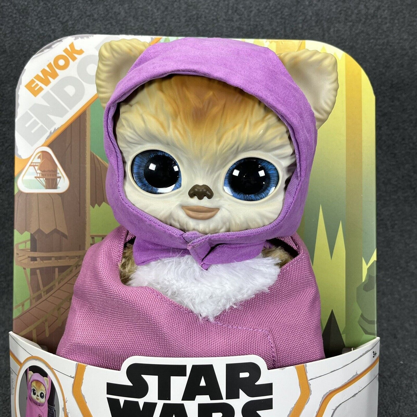 Disney Star Wars Galactic Pals EWOK Plastic Head Plush w/ Pink Carrying Bag New