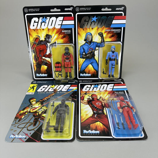 Super7 GI Joe 3.75" Figures Lot Cobra Commander Barbecue Red Ninja & Snake Eyes