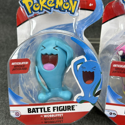 Pokémon Wobbuffet & Alolan Muk Articulated 3" Battle Action Figures - Sealed