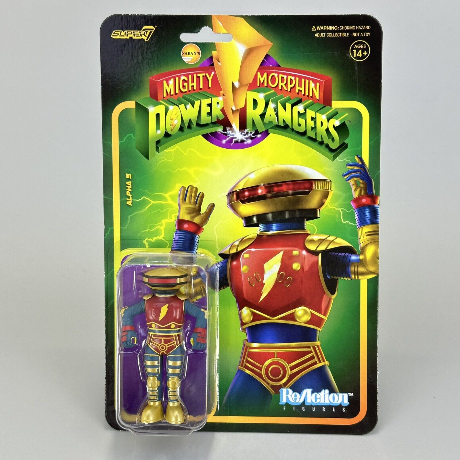 Super7 ReAction Alpha 5 Mighty Morphin Power Rangers 3.75" Action Figure Sealed