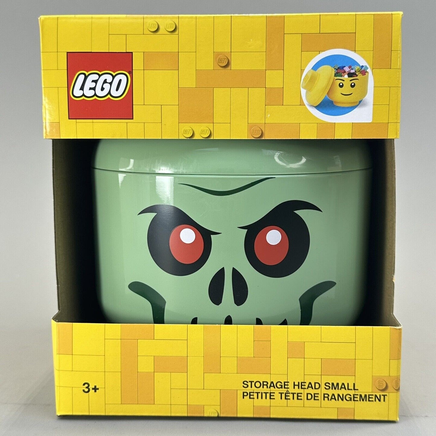 LEGO Green Zombie Storage Head Small Container 7" x 6" - Brand New Ages 3+