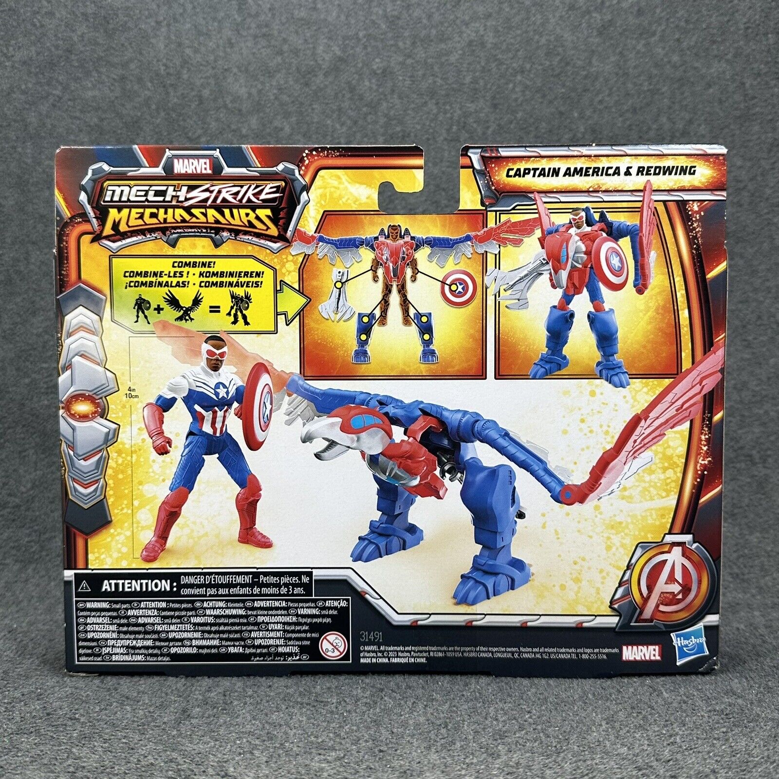 Marvel Mech Strike Mechasaurs Captain America & Redwing Mech Suit 4" Figure New