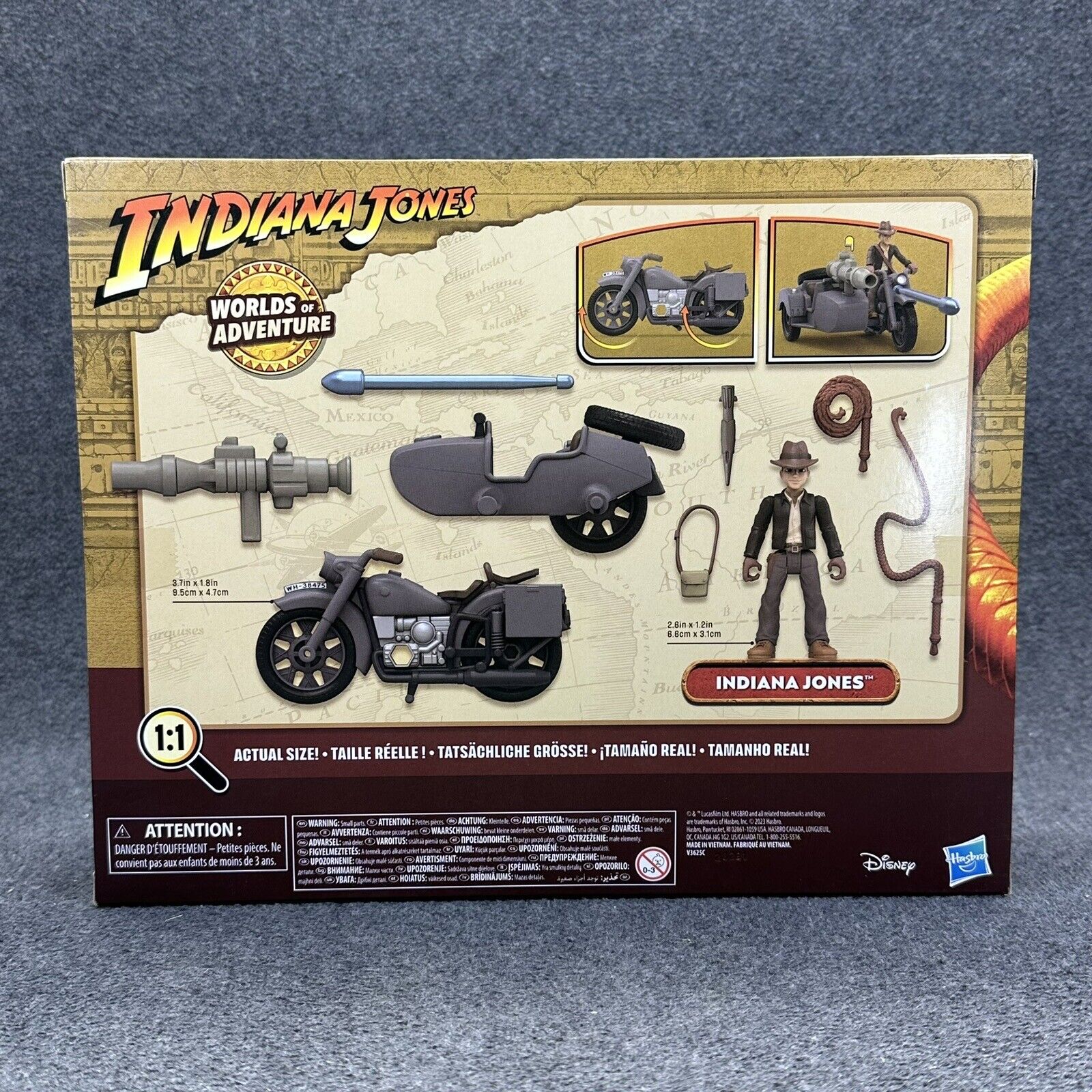 Hasbro Indiana Jones Worlds of Adventure Action Figure w/ Motorcycle & Sidecar