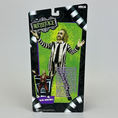 NECA Beetlejuice Striped Suit 7" Action Figure w/Handbook For Deceased & Snake