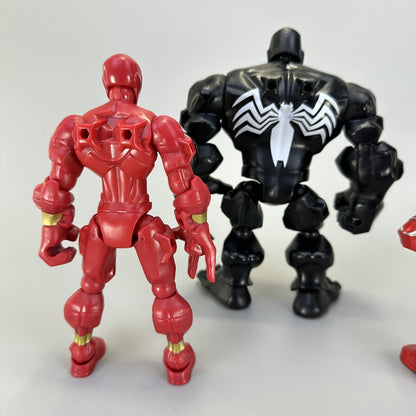 Lot of 4 Marvel Super Hero Mashers Figures Spiderman Variants with Extra Parts