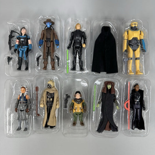 Lot of 9 Star Wars Retro 3.75" Action Figures Cad Bane Luke Cara w/ Accessories