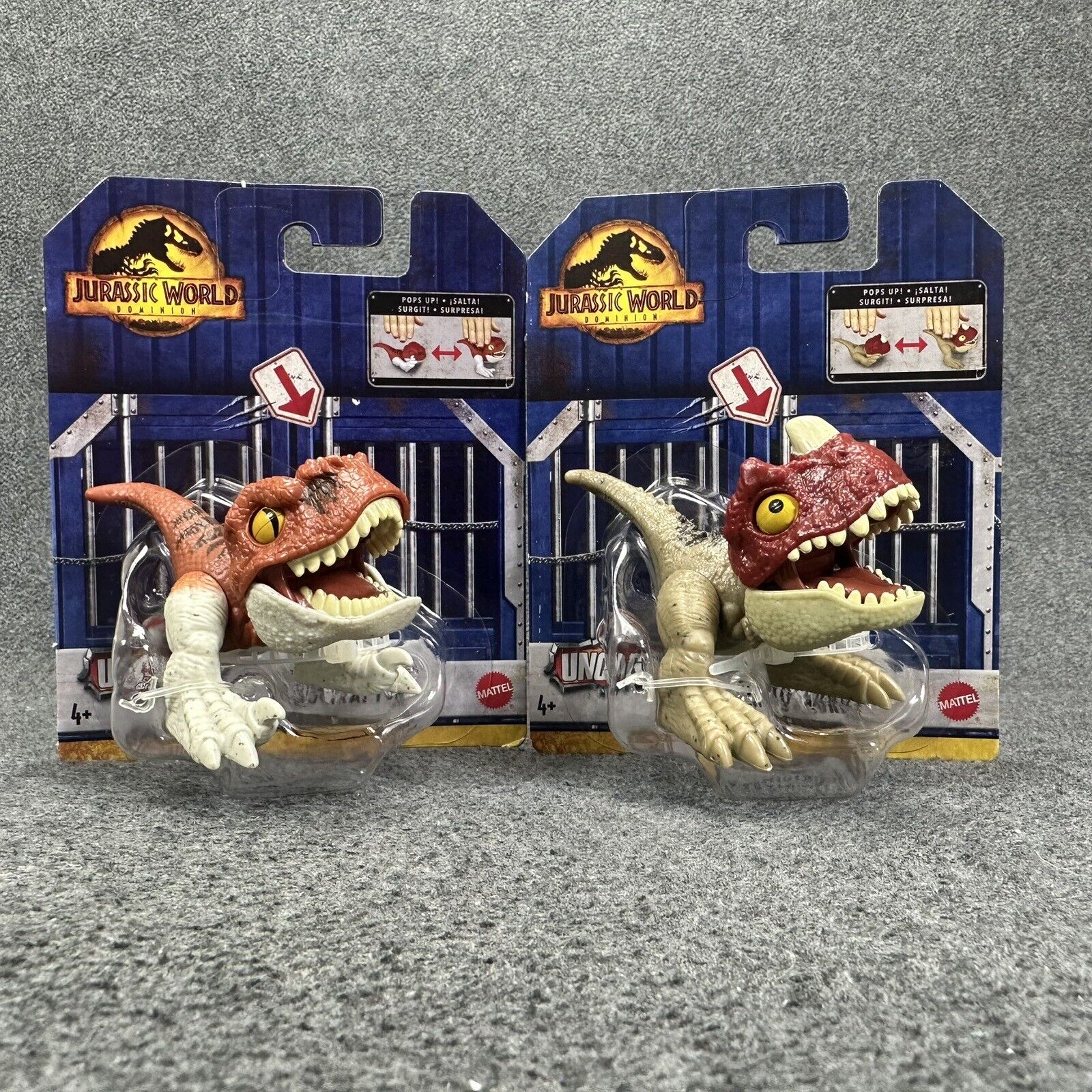 Lot of 2 Jurassic World Uncaged Wild Pop Ups Dinosaur 3" Action Figures - New